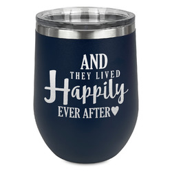 Wedding Quotes and Sayings Stemless Stainless Steel Wine Tumbler - Navy - Single Sided