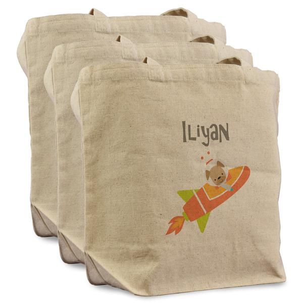 Custom Space Explorer Reusable Cotton Grocery Bags - Set of 3 (Personalized)