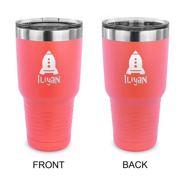 Custom Space Explorer 30 oz Stainless Steel Tumbler - Coral - Double Sided (Personalized)