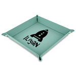 Space Explorer Faux Leather Dice Tray - 9" x 9"  - Teal (Personalized)