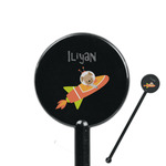 Space Explorer 5.5" Round Plastic Stir Sticks - Black - Double Sided (Personalized)