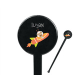 Space Explorer 7" Round Plastic Stir Sticks - Black - Single Sided (Personalized)