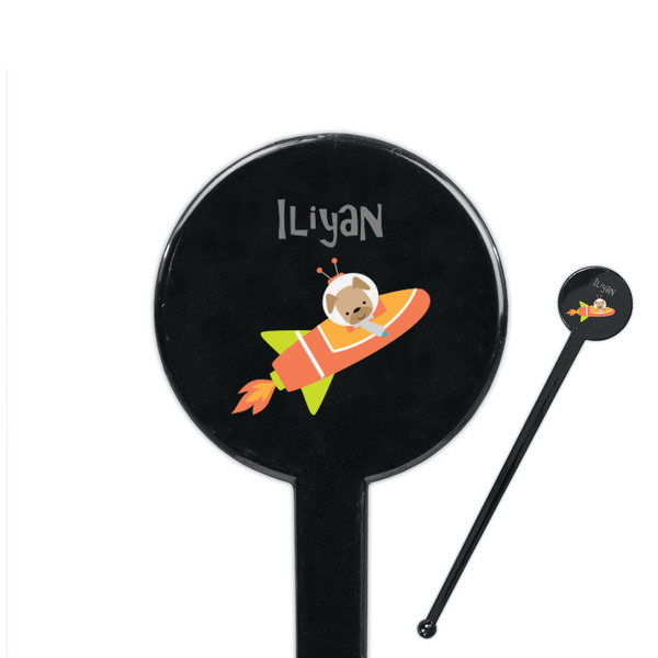 Custom Space Explorer 7" Round Plastic Stir Sticks - Black - Single Sided (Personalized)