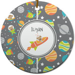 Space Explorer Round Ceramic Ornament w/ Name or Text