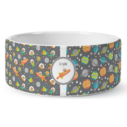 Space Explorer Ceramic Dog Bowl - Medium (Personalized)