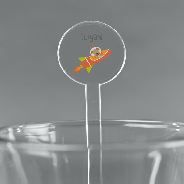 Custom Space Explorer 7" Round Plastic Stir Sticks - Clear (Personalized)