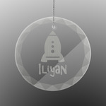 Space Explorer Engraved Glass Ornament - Round (Personalized)