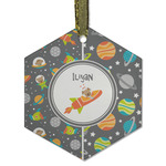 Space Explorer Flat Glass Ornament - Hexagon w/ Name or Text