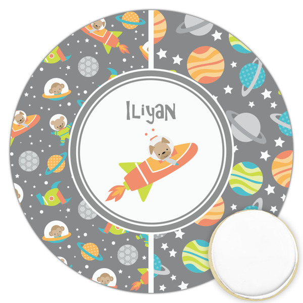 Custom Space Explorer Printed Cookie Topper - 3.25" (Personalized)