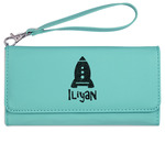 Space Explorer Ladies Leatherette Wallet - Laser Engraved- Teal (Personalized)