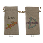 Space Explorer Large Burlap Gift Bag - Front & Back (Personalized)