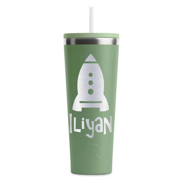 Custom Space Explorer RTIC Everyday Tumbler with Straw - 28oz - Light Green - Double-Sided (Personalized)