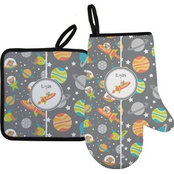 Space Explorer Right Oven Mitt & Pot Holder Set w/ Name or Text