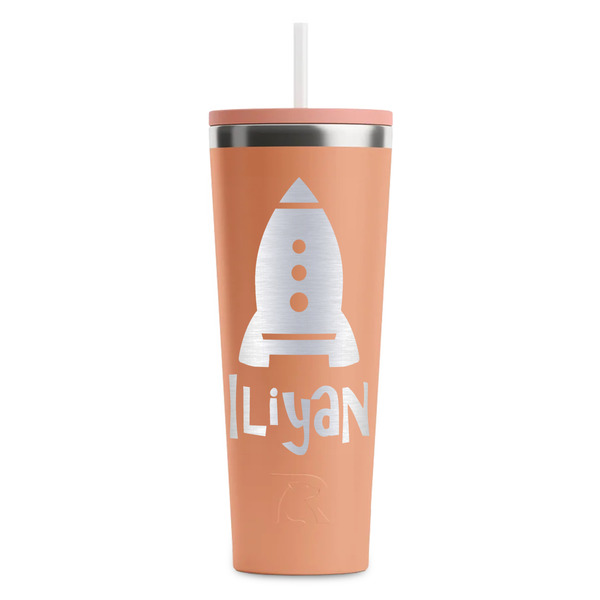 Custom Space Explorer RTIC Everyday Tumbler with Straw - 28oz - Peach - Single-Sided (Personalized)