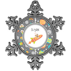 Space Explorer Vintage Snowflake Ornament (Personalized)