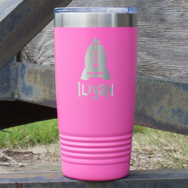 Custom Space Explorer 20 oz Stainless Steel Tumbler - Pink - Double Sided (Personalized)