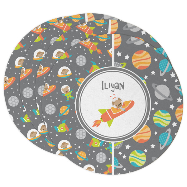 Custom Space Explorer Round Paper Coasters w/ Name or Text