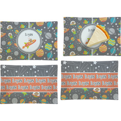 Space Explorer Set of 4 Glass Rectangular Appetizer / Dessert Plate (Personalized)