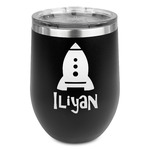 Space Explorer Stemless Stainless Steel Wine Tumbler - Black - Single Sided (Personalized)