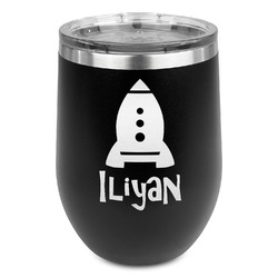 Space Explorer Stemless Stainless Steel Wine Tumbler - Black - Single Sided (Personalized)