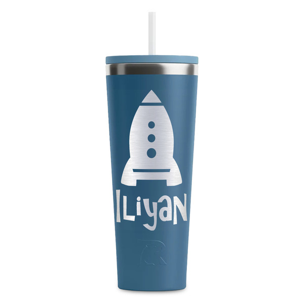 Custom Space Explorer RTIC Everyday Tumbler with Straw - 28oz - Steel Blue - Double-Sided (Personalized)