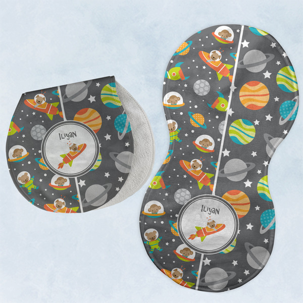 Custom Space Explorer Burp Pads - Velour - Set of 2 w/ Name or Text