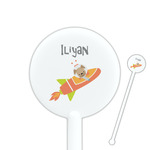 Space Explorer 5.5" Round Plastic Stir Sticks - White - Single Sided (Personalized)