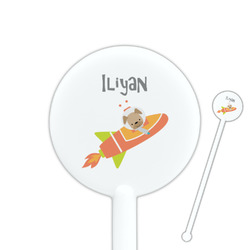 Space Explorer 5.5" Round Plastic Stir Sticks - White - Double Sided (Personalized)
