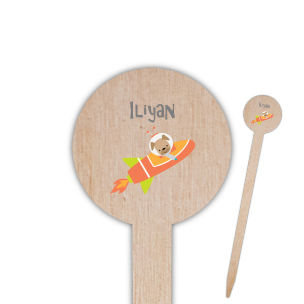 Custom Space Explorer 6" Round Wooden Food Picks - Double Sided (Personalized)