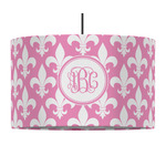 Fleur De Lis 12" Drum Pendant Lamp - Fabric (Personalized)