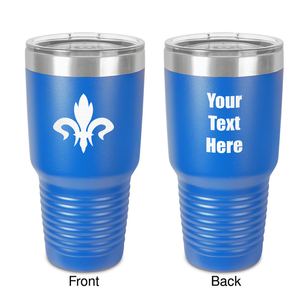 Custom Fleur De Lis 30 oz Stainless Steel Tumbler - Royal Blue - Double-Sided (Personalized)