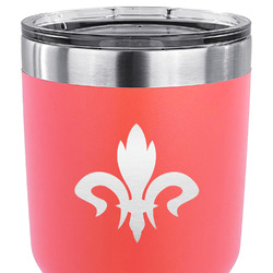 Fleur De Lis 30 oz Stainless Steel Tumbler - Coral - Single Sided