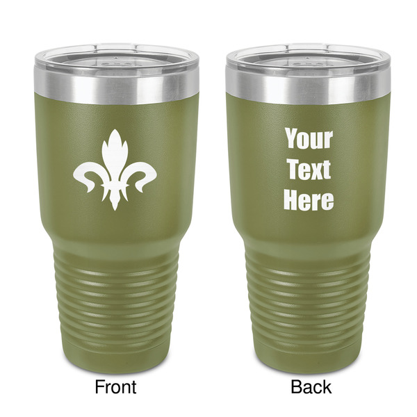 Custom Fleur De Lis 30 oz Stainless Steel Tumbler - Olive - Double-Sided (Personalized)