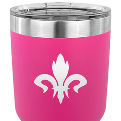 Fleur De Lis 30 oz Stainless Steel Tumbler - Pink - Double Sided (Personalized)