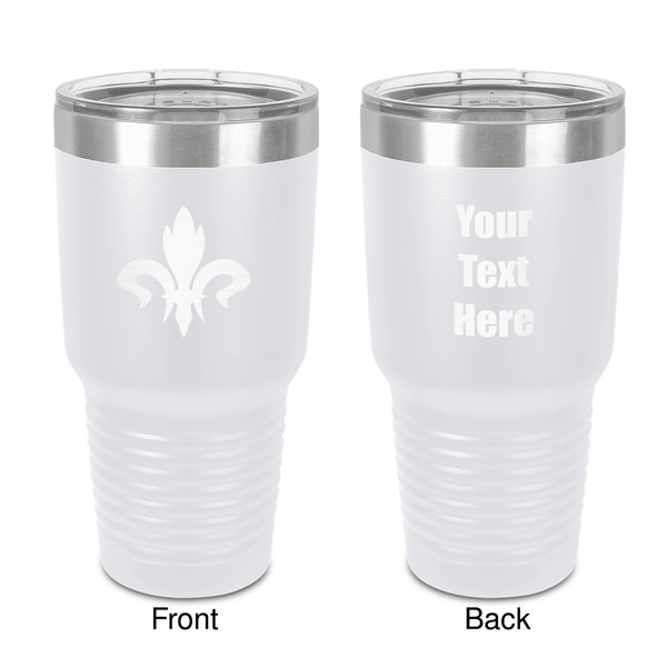 Custom Fleur De Lis 30 oz Stainless Steel Tumbler - White - Double-Sided (Personalized)