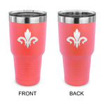 Fleur De Lis 30 oz Stainless Steel Tumbler - Coral - Double Sided (Personalized)