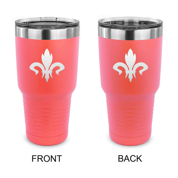 Custom Fleur De Lis 30 oz Stainless Steel Tumbler - Coral - Double Sided (Personalized)