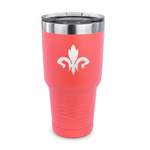 Fleur De Lis 30 oz Stainless Steel Tumbler - Coral - Single Sided