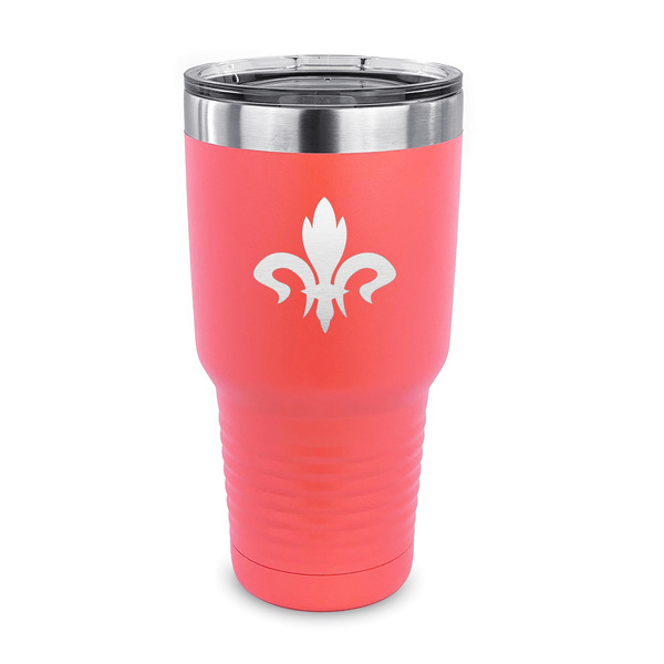 Custom Fleur De Lis 30 oz Stainless Steel Tumbler - Coral - Single Sided