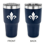 Fleur De Lis 30 oz Stainless Steel Tumbler - Navy - Double Sided (Personalized)