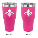 Fleur De Lis 30 oz Stainless Steel Tumbler - Pink - Double Sided (Personalized)