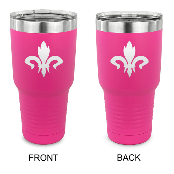 Custom Fleur De Lis 30 oz Stainless Steel Tumbler - Pink - Double Sided (Personalized)