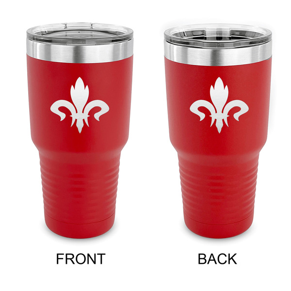 Custom Fleur De Lis 30 oz Stainless Steel Tumbler - Red - Double Sided (Personalized)