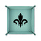 Fleur De Lis 6" x 6" Teal Leatherette Snap Up Tray - FOLDED UP