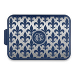 Fleur De Lis Aluminum Baking Pan with Navy Lid (Personalized)