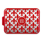 Fleur De Lis Aluminum Baking Pan with Red Lid (Personalized)