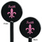 Fleur De Lis Black Plastic 5.5" Stir Stick - Double Sided - Round - Front & Back