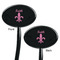 Fleur De Lis Black Plastic 7" Stir Stick - Double Sided - Oval - Front & Back