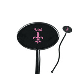 Fleur De Lis 7" Oval Plastic Stir Sticks - Black - Single Sided (Personalized)