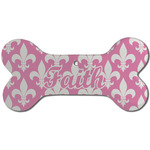 Fleur De Lis Ceramic Dog Ornament - Front w/ Monogram